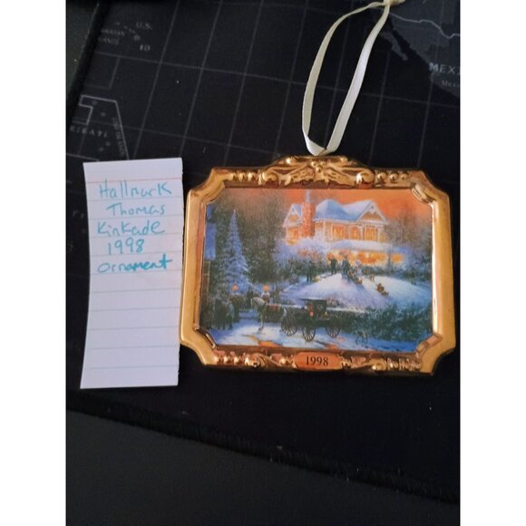 1998 Hallmark Victorian Christmas II Thomas Kinkade Ornament Dollhouse Picture - Picture 7 of 7